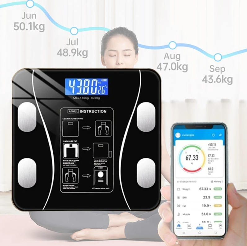 Digital Body Weight Scale - Intelligente USB-Präzisions-Körperfettwaage Kleine Elektronische Gewichtsmesswaage Haushaltswaage